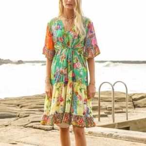Ruby Yaya Australian Brand Eclectica Multi Color Boho Dress S